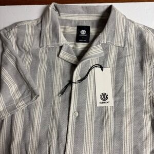 Element Mens Striped Shirt Short Sleeve‎ Button Up Camp Collar - Size S